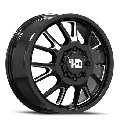 20x8.25 Luxxx HD LHD37 Gloss Black Milled DUALLY FRONT Wheel 8x200 (115mm) - Image 1 of 4