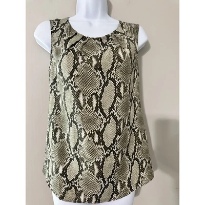 Stile Benetton Women Sleeveless Snake Print Round Neck Flowy Drapey Top Size S - Image 1 of 4