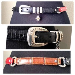 Brighton Women Leather Belt M Western Silver Buckle Charm Black Red Brown 42400 - Picture 1 of 23