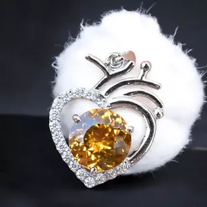 Natural 26 Ct Orange Sapphire Pendant in 925 Silver - Certified Jewellery MG001 - Picture 1 of 5