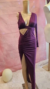 NWT Fashion Nova PURPLE  Shoulder  Maxi Dress Size XS  Medium - Picture 1 of 9