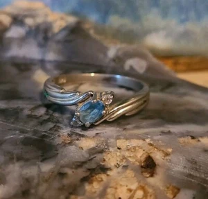 925 Sterling Silber Ring mit blauem Stein - Bild 1 von 8