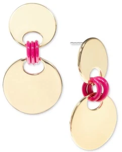 Auf 34. goldfarbene Scheibe & Farbe Ring Ohrhänger, - rosa - Bild 1 von 4