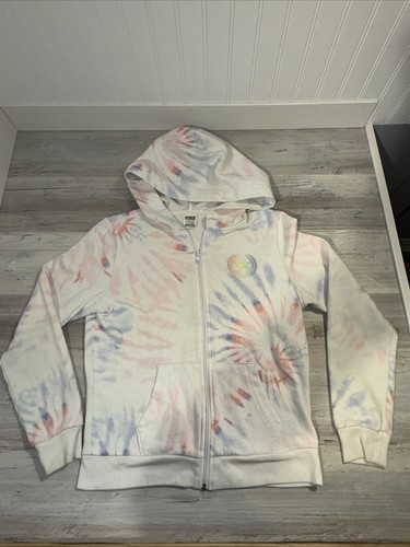 UNDERCOVER Felpa rosa Victoria's Secret con cappuccio donna S manica lunga tie dye logo rosa scintillante