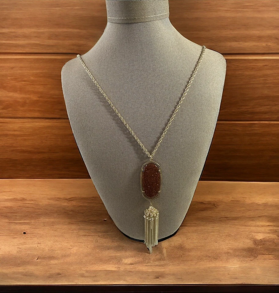 Kendra Scott Rayne Colgante Largo Collar Oro Piedra Dorada De Colección Foto 1 de 3