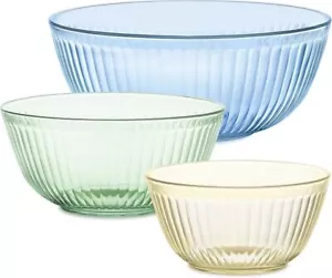 Pyrex Sculpted Tinted 3-PC, Unlidded Small/Medium/Large Glass Mixing Bowls - Picture 1 of 5