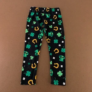 No Boundaries Girls Small 5-6 Black Green 4 Leaf Clover St Patricks Leggings - Picture 1 of 7