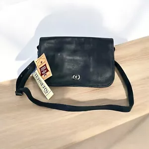 RARE VTG United Airlines Leather Messenger Crossbody Made in USA - Picture 1 of 8