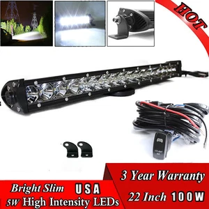 22" 12000LM LED SLIM SINGLE ROW OFF SUV ATV ROAD LIGHT BAR WORK LAMP 4WD 100W - Bild 1 von 8