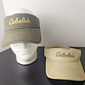 CABELAS Sun Visor Hat OSFM Embroidered Hook 'n Loop Pair - Set of 2 Gray Tan - Picture 1 of 5