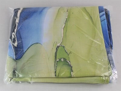 "Panel de cortina individual arte fluido abstracto azul y verde de diseño - 52"" W x 90"" L" Foto 1 de 4