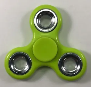 Plastic Tri Fidget Spinner (Green + silver) - Handheld Toy