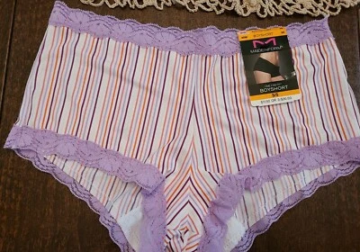 Sz 5 Maidenform Lace BOYSHORTS 40760 Stripes SeXy Panties ~~NWT $13 - Image 1 of 4