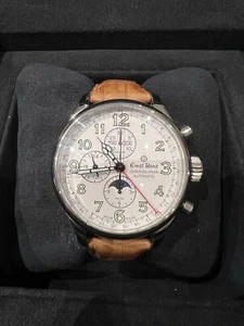 Ernst Benz Chronolunar 47mm White Dial with Brown Leather Band - Picture 1 of 11