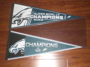 TWO 2018 EAGLES SUPER BOWL LII CHAMPIONS PENNANTS - DIFFERENT - Picture 1 of 1