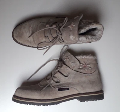 RENÉ DERHY stivaletti bassi in camoscio panna con pelo calzano 37 pelle donna - Immagine 1 di 4