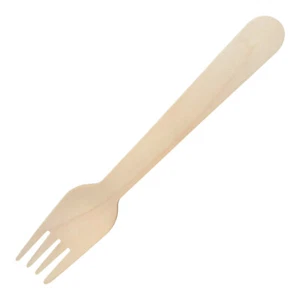 100 Holzgabeln 16cm braun holz kompostierbar / Einweg Gabel Geschirr Besteck Bio - Bild 1 von 1