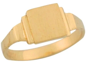10k or 14k Yellow Gold Square Signet Dainty Engravable Designer Baby Ring - Picture 1 of 4