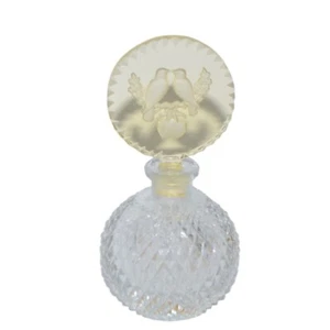 Botella de Perfume Morlee De Colección Cristal Corte Vidrio Grabado Love Birds Tapón Amarillo - Imagen 1 de 8