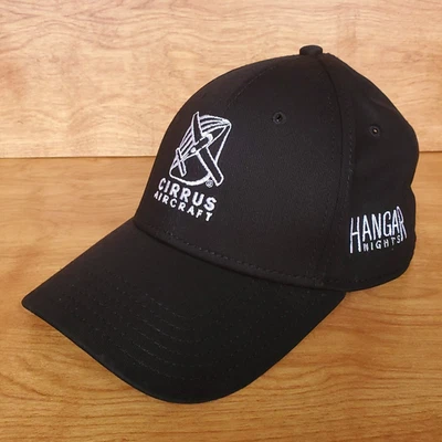 Cirrus 飞机机库夜帽帽子 100% 棉黑色 OSFM 可调 OTTO — 第 1/4 张图片