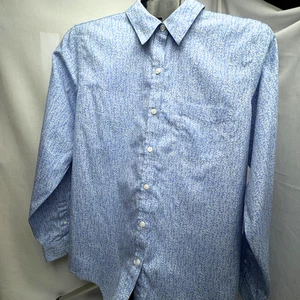 L.L. Bean Wrinkle-Free Blue Floral Shirt Men’s L Long Sleeve Made in Thailand - Picture 1 of 6