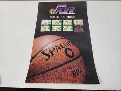 VINTAGE NBA UTAH JAZZ 1993-94 SEASON SCHEDULE PROMO POSTER 22X14 - Image 1 of 4
