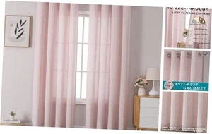 Blush Pink 90 Inch Curtains Semi Sheer Light Filtering Privacy Curtains for - Picture 1 of 7
