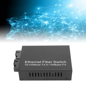 UK Plug Ethernet Media Converter 100Mbps SC Single Fiber Singlemode RJ45 Por NEW - Afbeelding 1 van 12