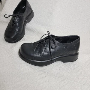 Oxford acolchados gruesos de cuero negro vintage Dansko Y2K hechos en Portugal 38/7,5 - Imagen 1 de 17