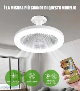 VENTILATORE DA SOFFITTO LED 3-IN-1 E27, LUCE CON TELECOMANDO, 3 COLORI - 26 CM - Foto 1 di 24
