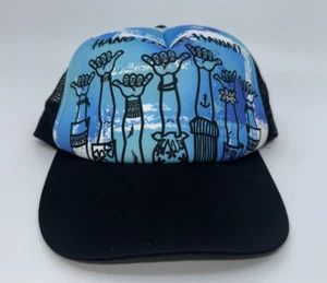 Hang Loose Hawaii Hat Graphic Cap Blue Black Mesh Snapback Surfware - Picture 1 of 8