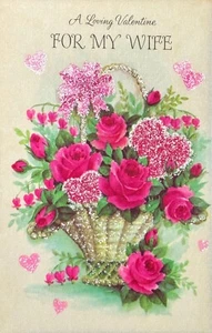 Romantic Vintage VALENTINE'S DAY Card FOR WIFE, Genuine Parchment by Gibson +✉ - Picture 1 of 6