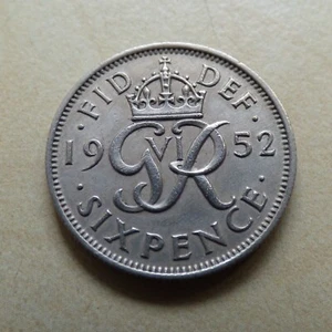 George VI Sixpence 1952 Nice Grade Key Date (myrefn18881B) - Picture 1 of 4