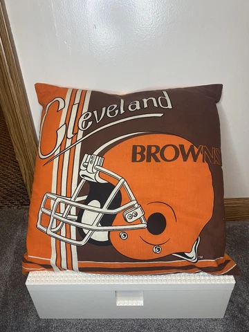 Vtg Cleveland Browns Accent Pillow Couch Bed Football Team NFL Orange Mancave Cover