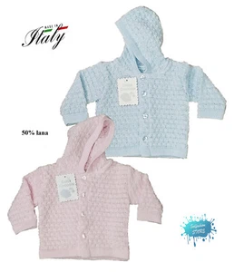 Babymantel/Wollmischung mit Kapuze Made in Italy SOLCI COCCOLE - Bild 1 von 2