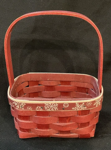 Longaberger Tree Trimming Rectangle Basket Red with Snowflakes Cover