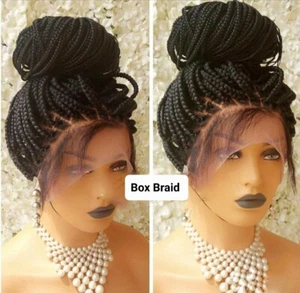 Pre-Order" Lace Frontal Knotless Braided Human Hair Lace Wig.Box Braids Wig. - Picture 1 of 2