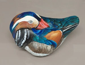 bemalter Stein/ handbemalt/ Mandarinente, Skulptur, Dekoration, Geschenk - Bild 1 von 15