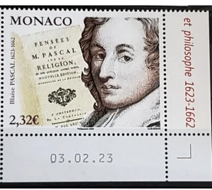 MONACO 2023 400TH ANNIVERSARY BLAISE PASCAL Stamp EU Einstein Physics Math Wow - Picture 1 of 1