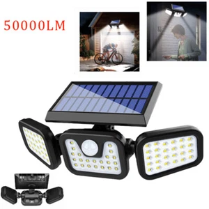 50000LM LED Solar Flood Light Outdoor Garden Wall Security Motion Sensor Lamp US - Picture 1 of 10