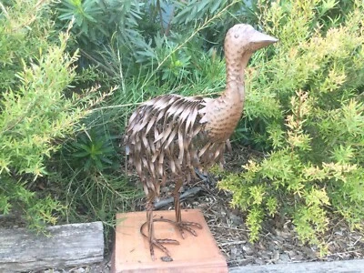 Rustic Metal Chick Emu Statue Figurine Garden Ornament - image 1 of 4