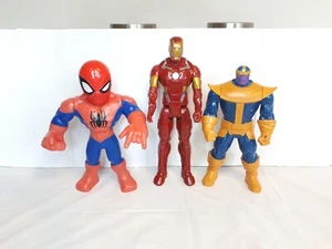 3x Marvel Avengers Figures Toy Bundle - Iron Man 11.5", Thanos & Spider-Man 10" - Picture 1 of 10