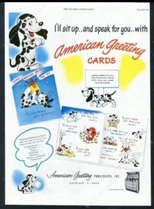 1946 perro dálmata lindo arte tarjetas de felicitación americanas anuncio impreso vintage - Imagen 1 de 1