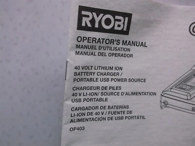 OP403 Ryobi Charger 40V Manual Only - Image 1 of 2