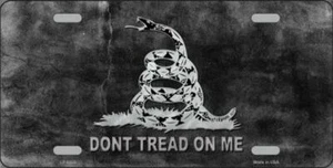 Don't Tread On Me schwarz-weiß Nummernschild Anhänger Blechschild 12 x 6 Zoll - Bild 1 von 1