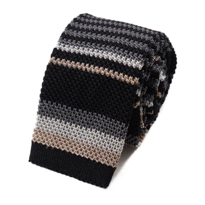 Corbata de seda tejida a rayas gris y negra Ermenegildo Zegna Couture nueva con etiquetas $235 Foto 1 de 3