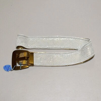 Cinturón de lentejuelas de malla blanca Whiting & Davis 33,5-35,75 de colección ajustable de metal EE. UU. NUEVO CON ETIQUETAS Foto 1 de 4