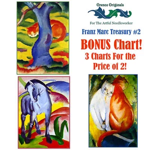 Franz Marc Deluxe Treasury#2-Three Counted Cross Stitch Patterns Charts - Picture 1 of 5