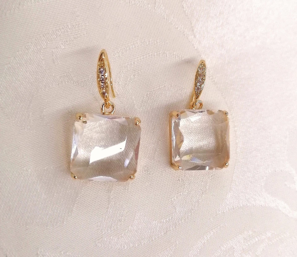 Orecchini Quadrato Argento 925 E Cristallo Trasparente  - Immagine 1 di 1