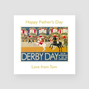 Personalised Handmade Fathers Day Card Vintage Derby Day Horse Racing Retro - Picture 1 of 6